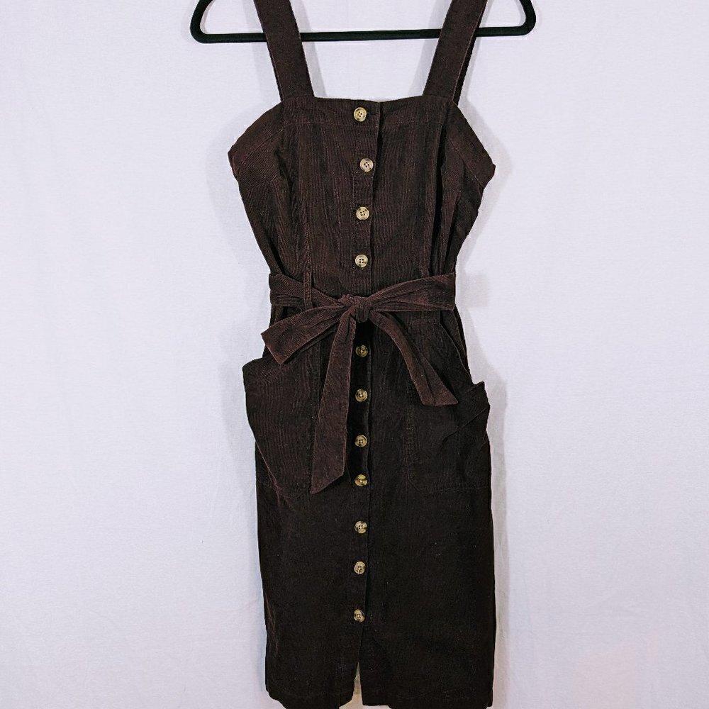 Universal Thread Brown Corduroy Button Down Jumper Dress Size XS